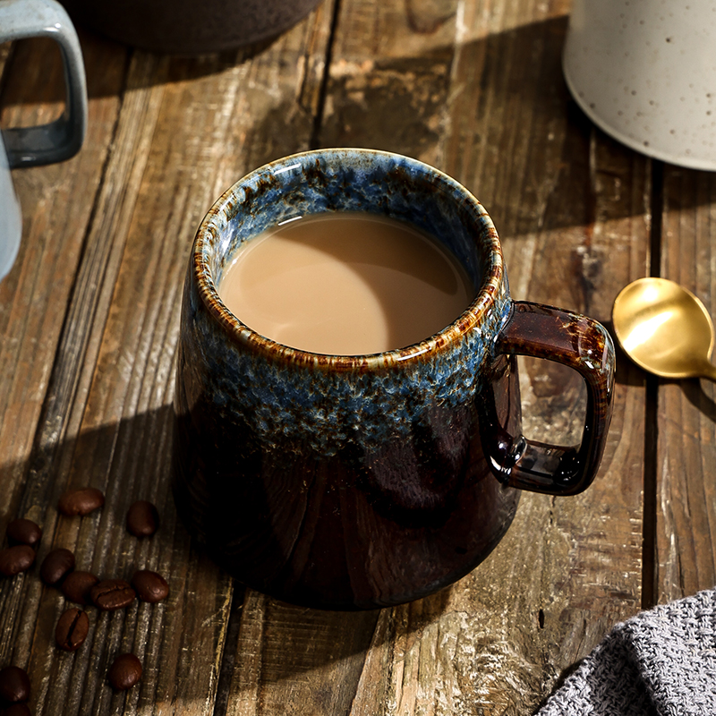 日式復古粗陶馬克杯 陶瓷小眾創意水杯 簡約辦公室咖啡家用早餐杯