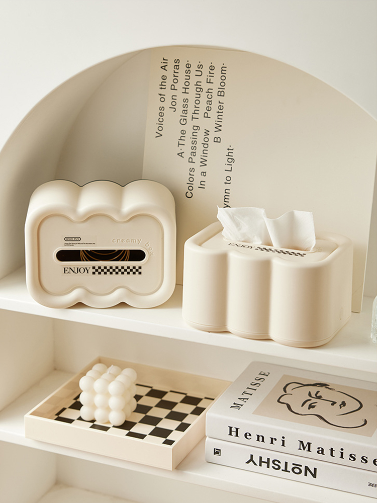 北歐風格奶油風壁掛裝飾紙巾盒 創意異形雲朵塑料收納盒