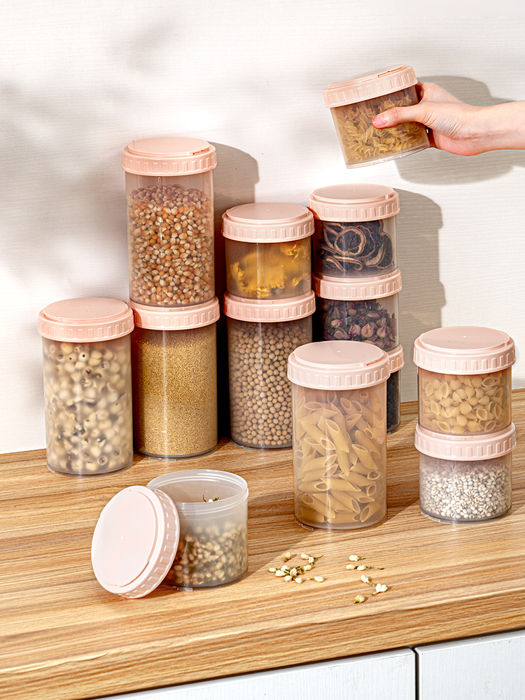 日式風格密封罐廚房收納必備食品級塑料材質安全衛生多種款式可選滿足不同需求
