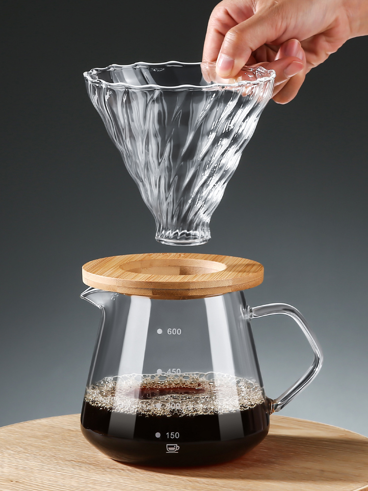 精緻歐式風格玻璃咖啡壺 分享壺 冷萃杯帶刻度 美式滴漏壺 過濾器套裝 (3.2折)