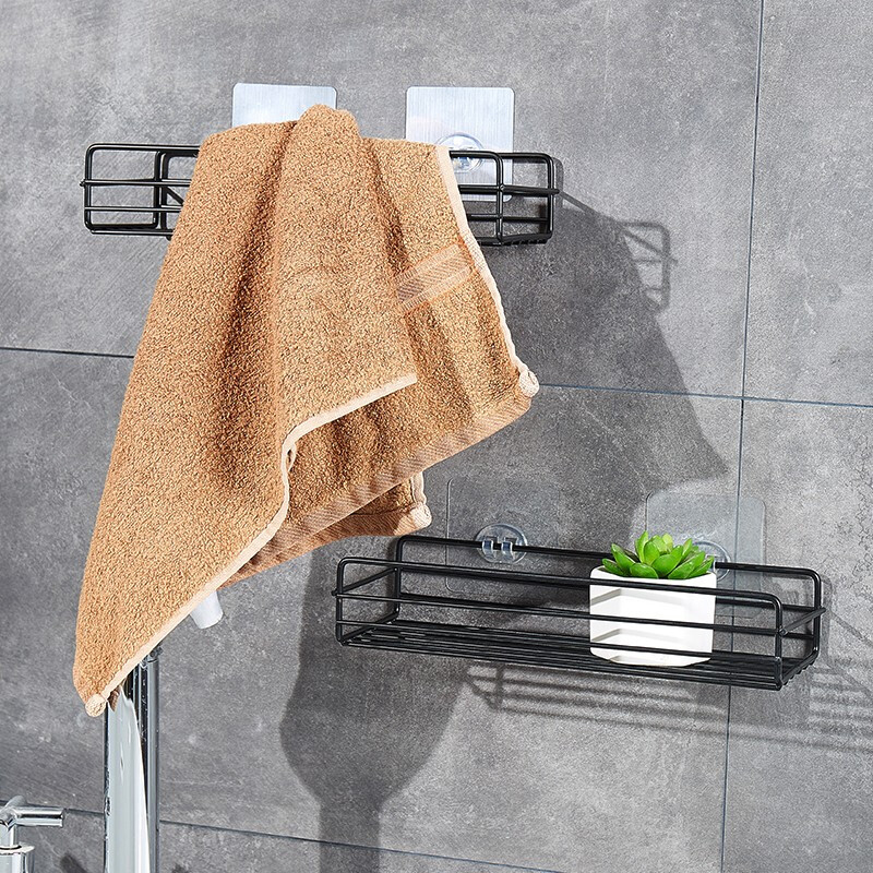 北歐風格不鏽鋼置物架 浴室免打孔洗漱臺毛巾收納架掛牆