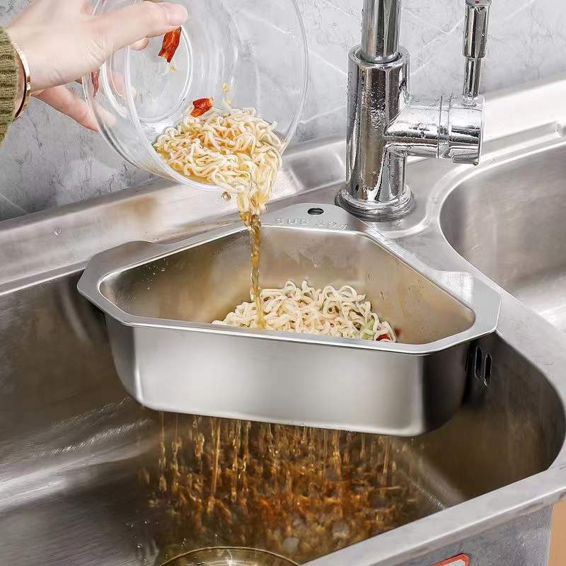 304不鏽鋼瀝水籃過濾網可掛式水槽濾水籃家用洗碗池剩菜剩飯瀝水架 (8.3折)