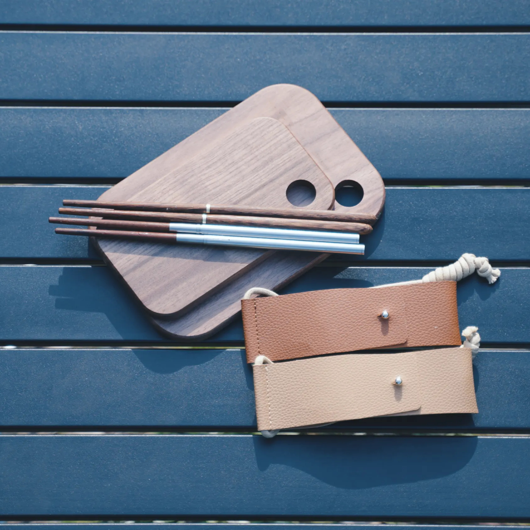 實木拆卸不鏽鋼單人筷子 野外野營便攜式摺疊筷子烤肉野餐餐具