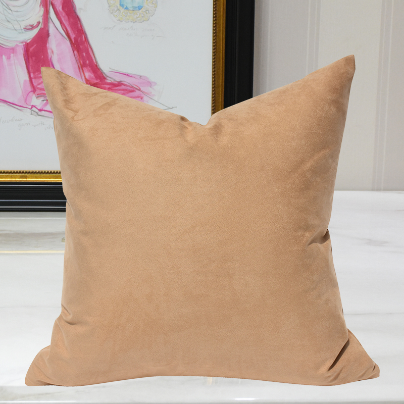 米色雙面麂皮絨抱枕套簡約現代風格適用客廳臥室裝飾