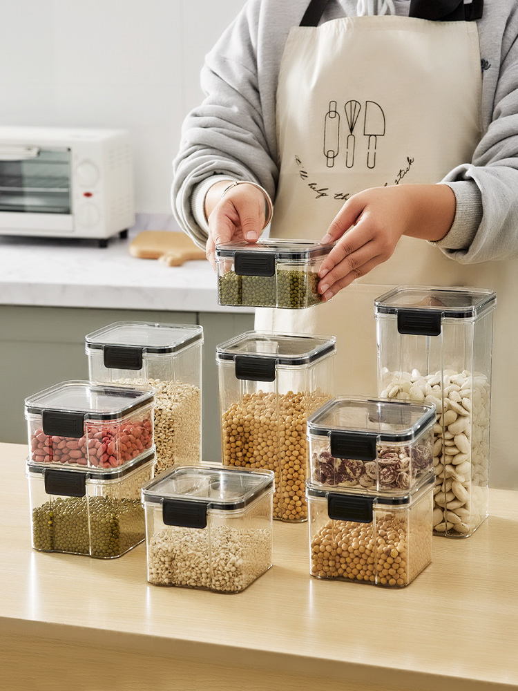 北歐風塑料密封罐透明收納盒家用五穀雜糧儲物罐食品級乾果零食