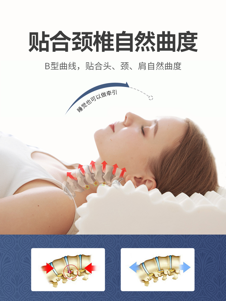 泰國天然乳膠枕頭護頸椎助睡眠低矽膠單支裝限購一隻 (0.4折)