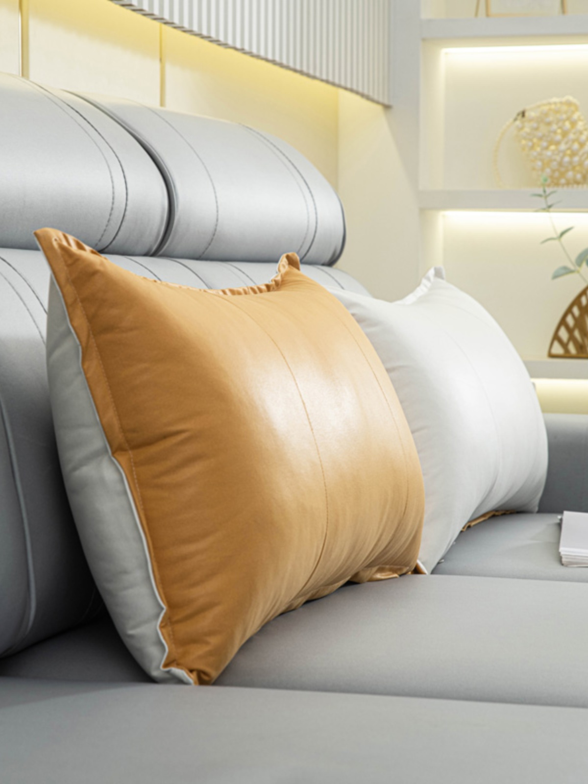 簡約現代風格客廳抱枕 科技布材質 可拆洗護腰靠枕家用軟包榻榻米靠背