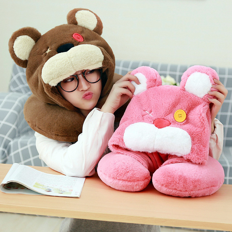 韓國卡通安妮熊u型枕頭 旅行汽車護頸減壓多功能頭枕