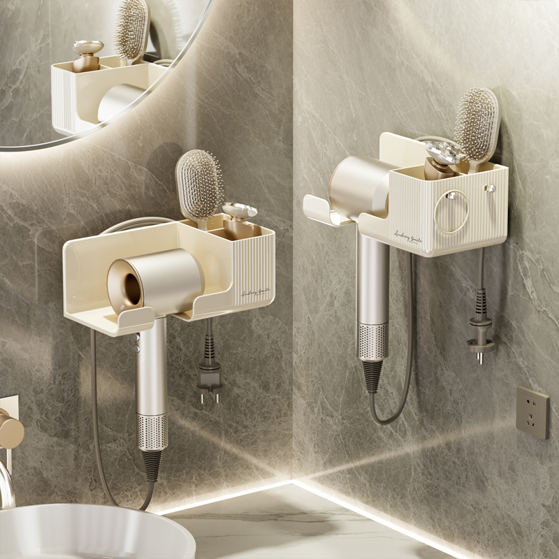 免打孔牆壁收納 置物架 浴室電吹風架 衛生間壁掛式吹風機架