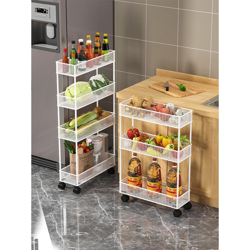 北歐風金屬多層縫隙置物架 廚房蔬菜收納架 可移動多功能家用放菜架