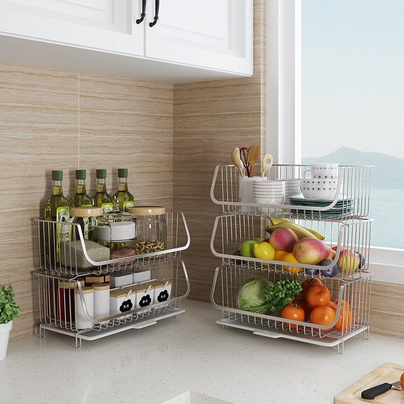 穩固不鏽鋼材質廚房置物架多層設計收納油鹽醬醋蔬菜水果