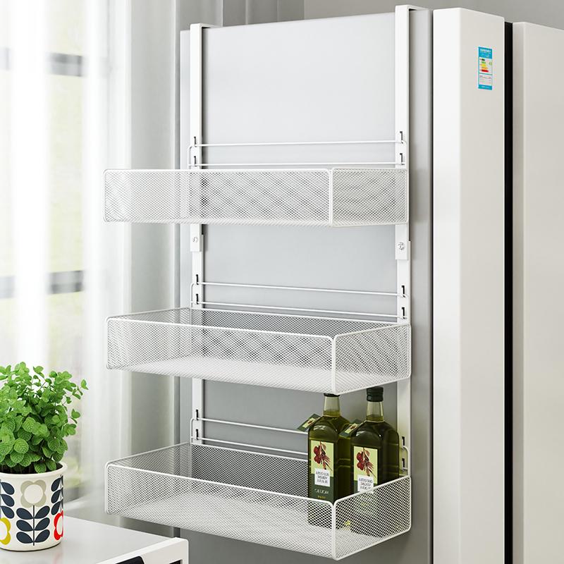 廚房冰箱側邊收納架免打孔 簡約現代微波爐置物架