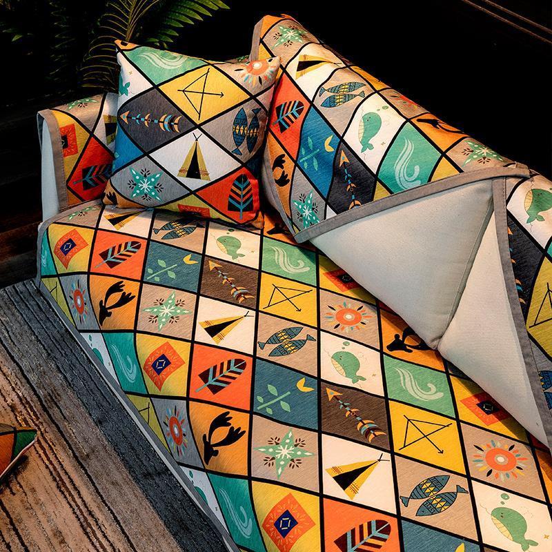 北歐雪尼爾沙發墊 固定防滑四季 沙發套罩 簡約現代客廳