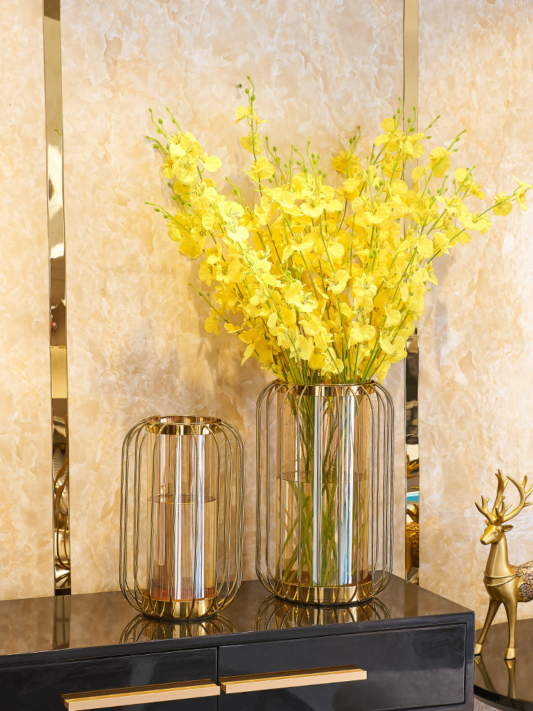 創意美式玻璃花瓶高檔輕奢擺件客廳電視櫃仿真乾燥花裝飾品 (4.5折)