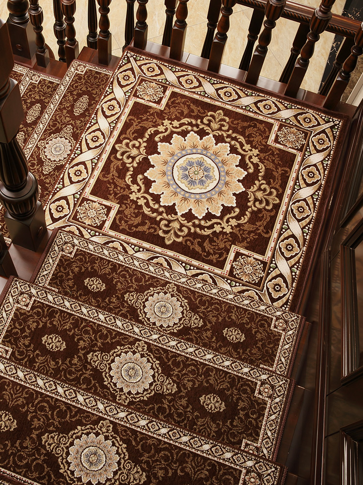歐式風格混紡材質樓梯墊防滑免膠可擦洗多色多尺寸可選適用於家用室內階梯木樓梯踏步