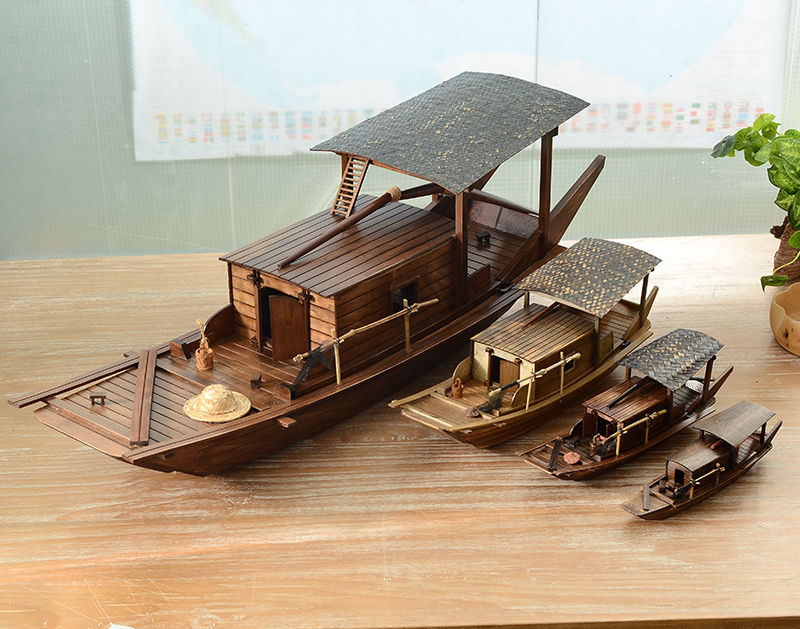 復古懷舊木船漁船帆船模型中式工藝船擺件實木大船裝飾品 (4.6折)