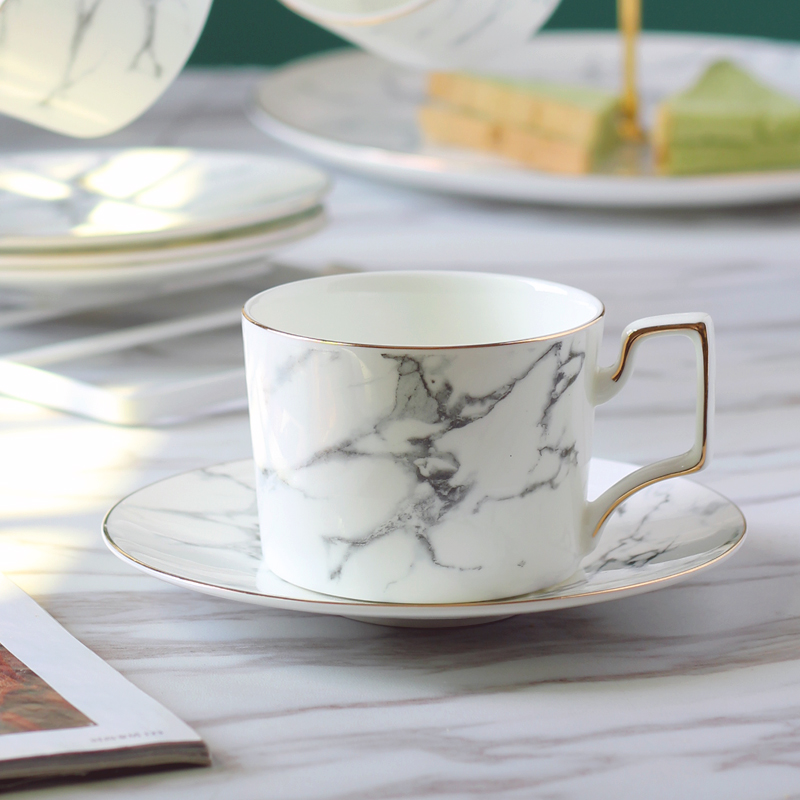 北歐簡約奢華陶瓷咖啡杯 復古英式下午茶雙耳陶瓷杯