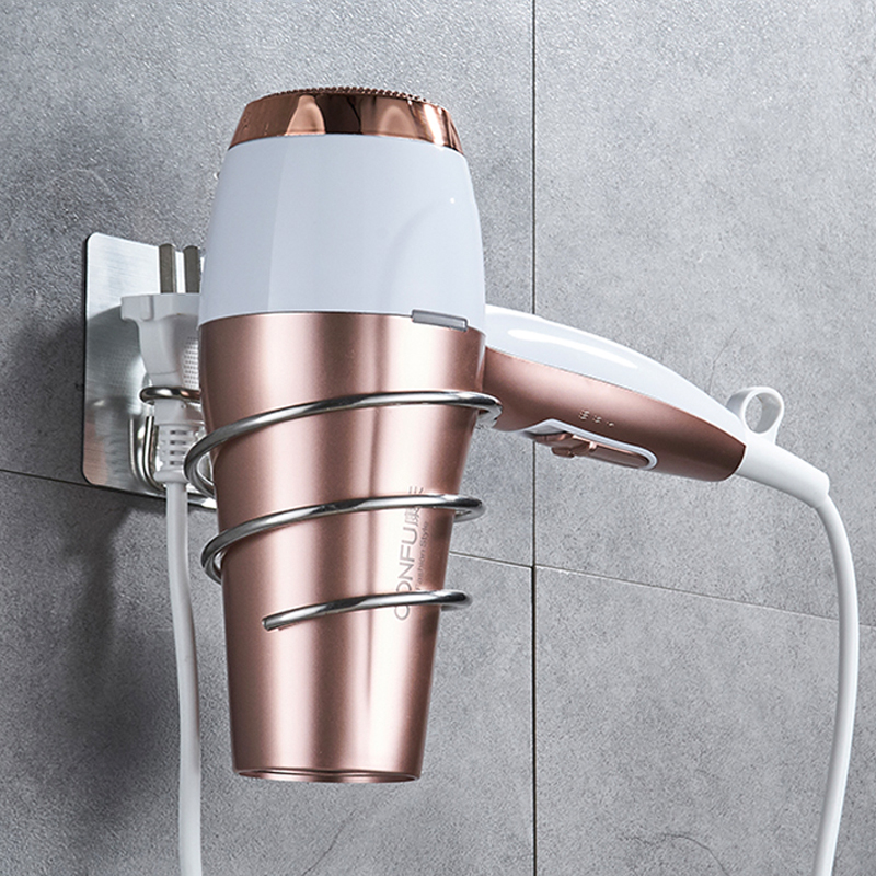 歐式風格吹風筒置物架不鏽鋼材質不需打孔壁掛安裝浴室掛電吹風收納架