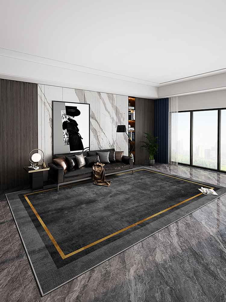 水晶絨大面積客廳長方形地毯現代簡約臥室地墊防滑免洗可機洗