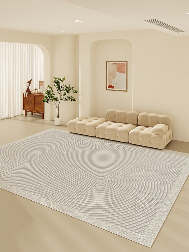 奶油風格水晶絨地毯高貴輕奢免打理適用客廳臥室床邊