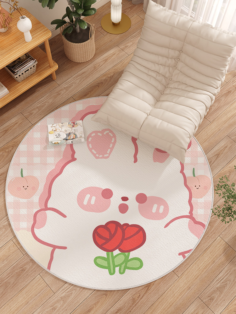 超萌卡通 圓形地毯轉椅專用隔音防滑地墊 讓女孩房間更可愛
