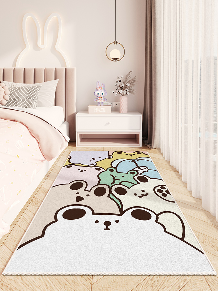 現代簡約風格卡通地毯 兒童臥室床邊防滑耐髒隔音地墊
