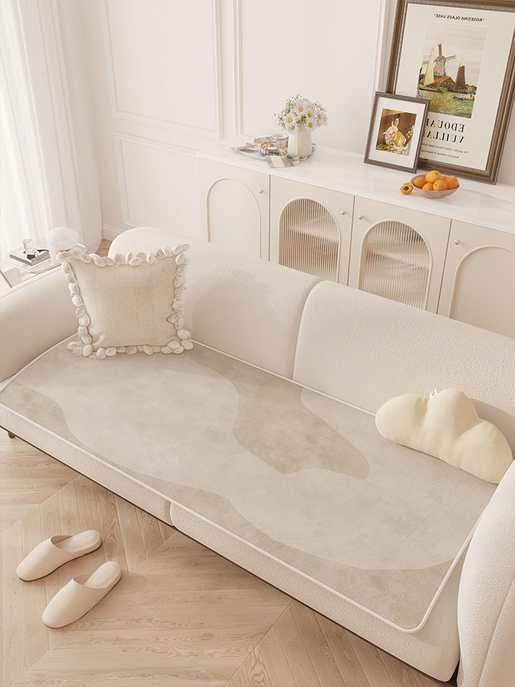 法式奶油風沙發墊 冰絲材質 四季通用 防滑可機洗 簡約現代風格 適用組合沙發