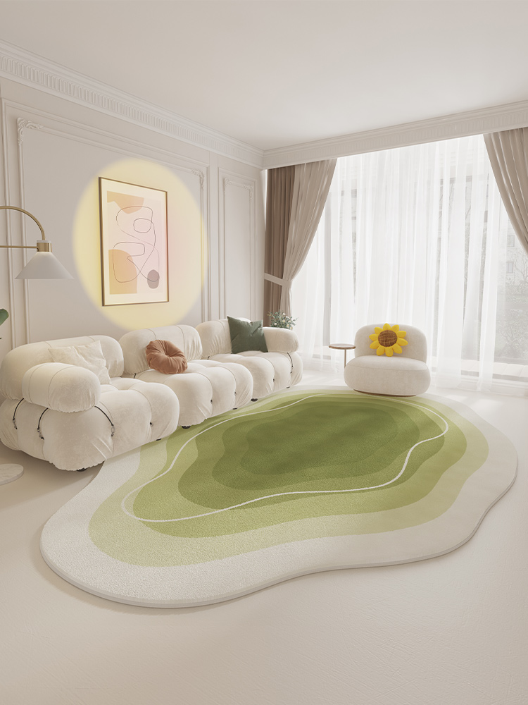 奶油綠色地毯異形客廳茶几毯臥室房間地墊