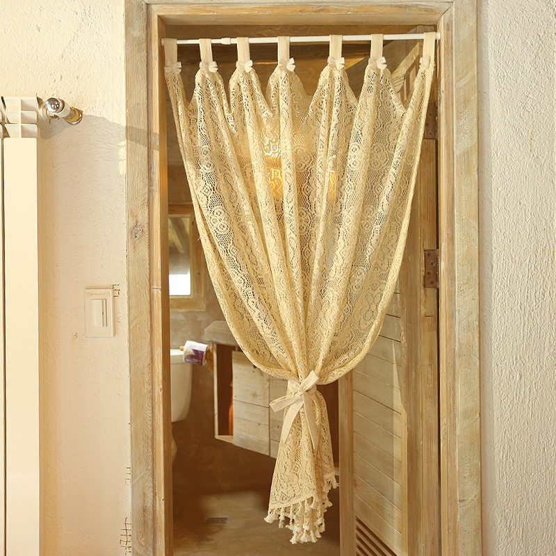美式半簾復古花卉窗簾鏤空門簾單片裝飾窗紗透光半遮光臥室