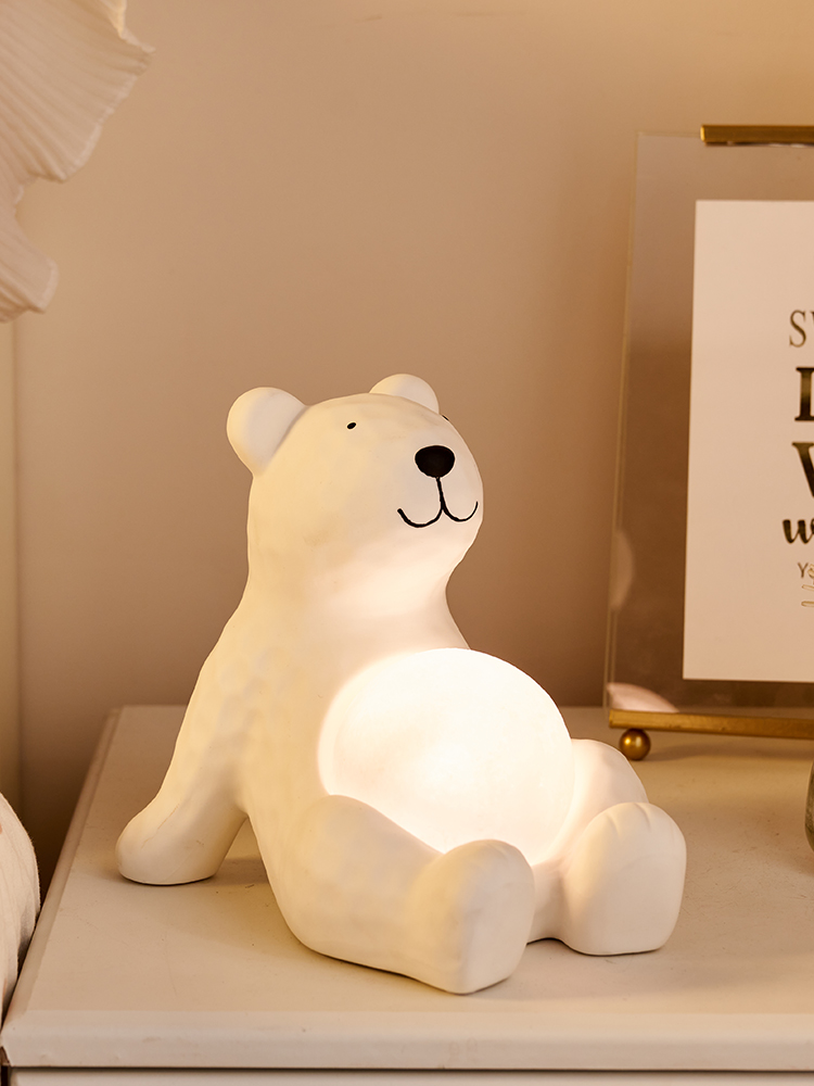 北極熊造型小夜燈USB充電拍拍燈兒童房臥室床頭燈裝飾品少女心小擺件創意禮物