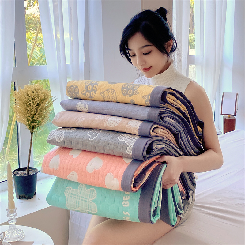 多款圖案選擇 全棉三層紗毛巾被 舒適透氣 夏日午睡 法式風格 臥室毯 (6.9折)