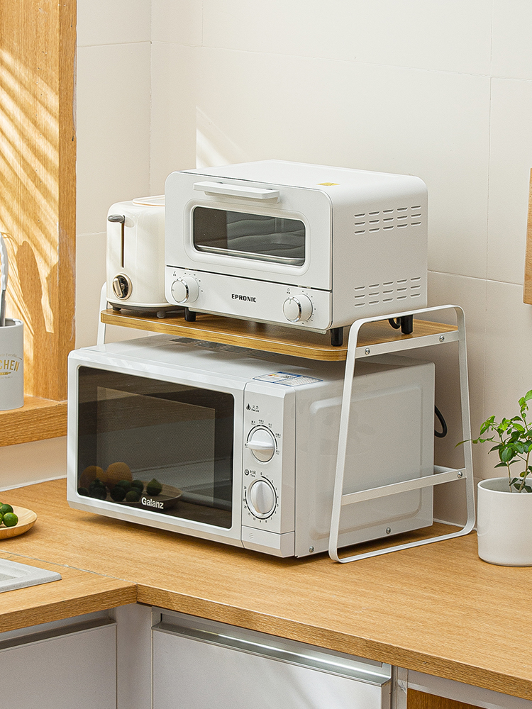 簡約風日式塑料置物架 廚房烤箱微波爐架子多功能單層置物架