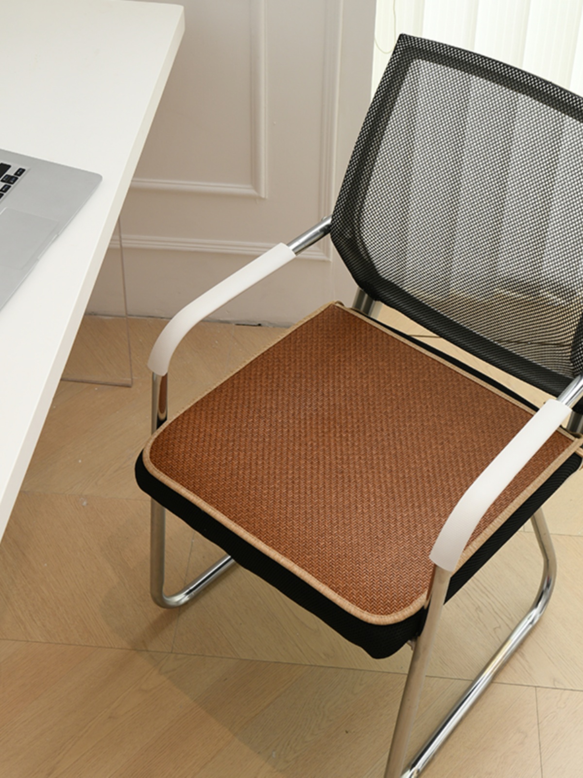 學生四季藤椅坐墊 涼蓆辦公室簡約現代風格 格子 45x45cm