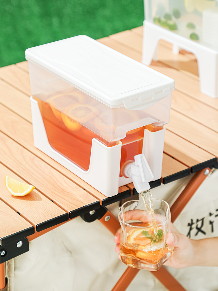 日式風格大容量冷水壺可翻底座帶雙用支架戶外露營家用冰箱皆可使用