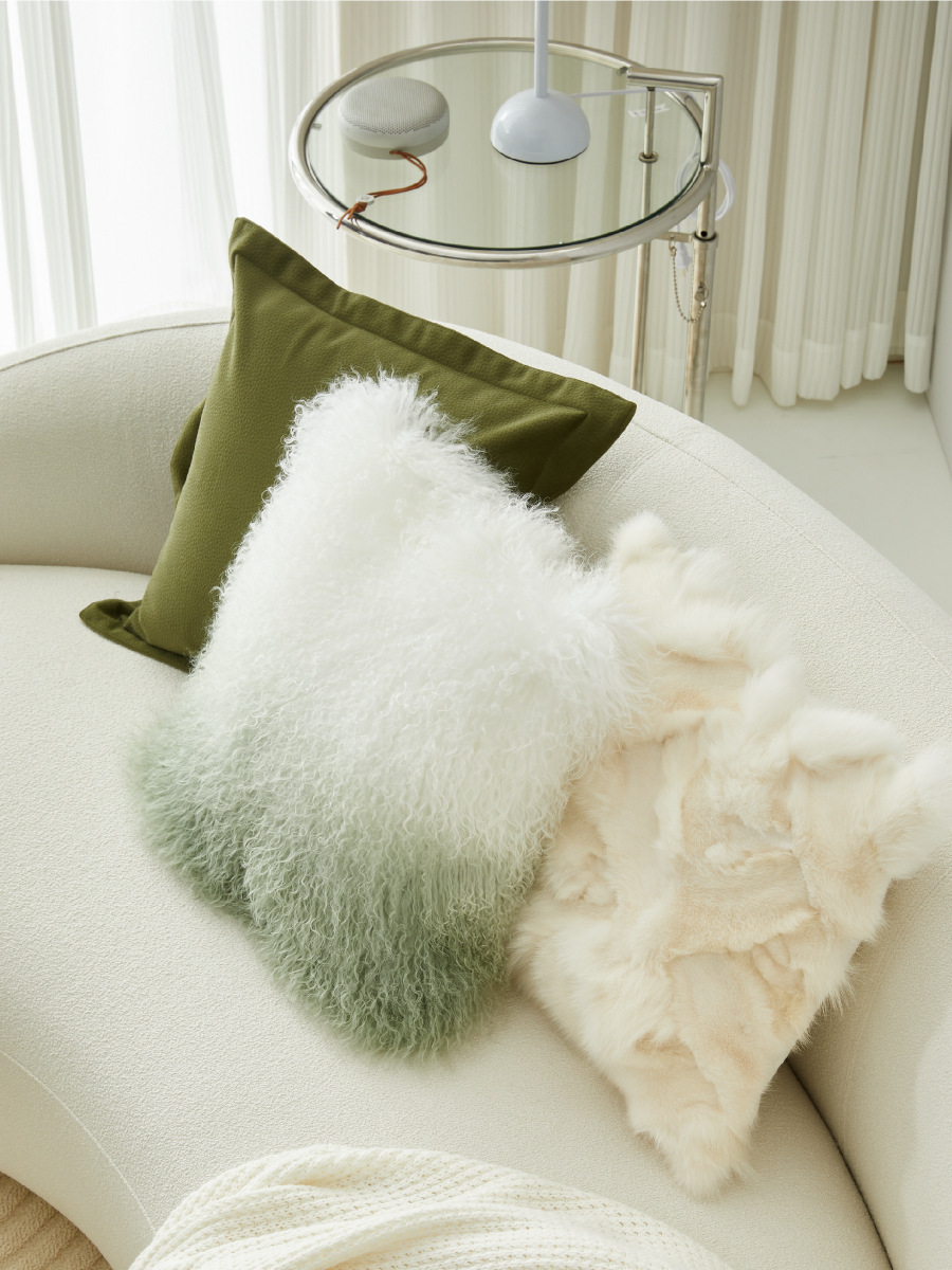 簡約現代風漸變綠灘羊毛抱枕 客廳沙發臥室靠墊