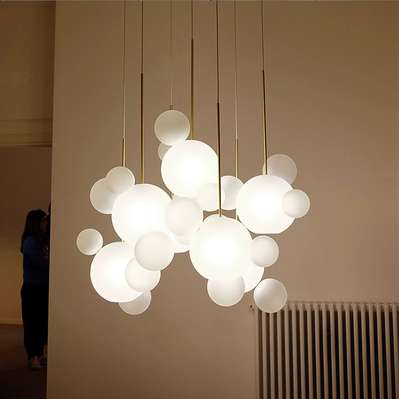 意大利設計師北歐創意米奇泡泡燈餐厛客厛臥室複式樓磨砂玻璃吊燈
