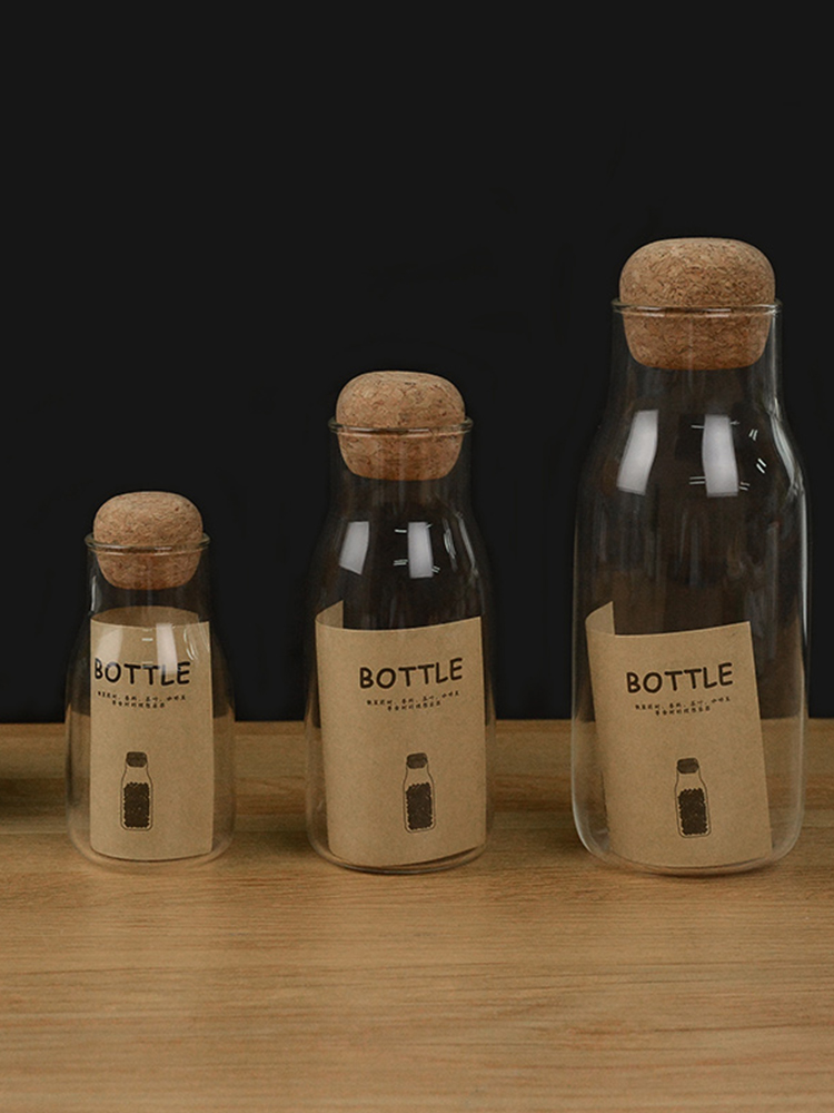 日式風軟木塞玻璃罐透明密封儲物罐茶葉咖啡豆家用收納罐