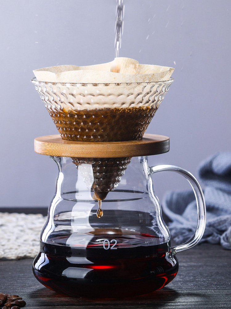v60手衝咖啡壺套裝 歐式風格玻璃材質細口壺附濾杯