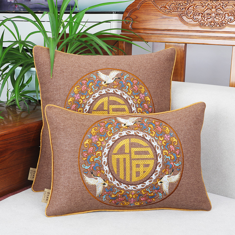中式紅木沙發抱枕靠墊大靠背墊腰墊客廳床頭靠枕套裝飾點綴家居好幫手