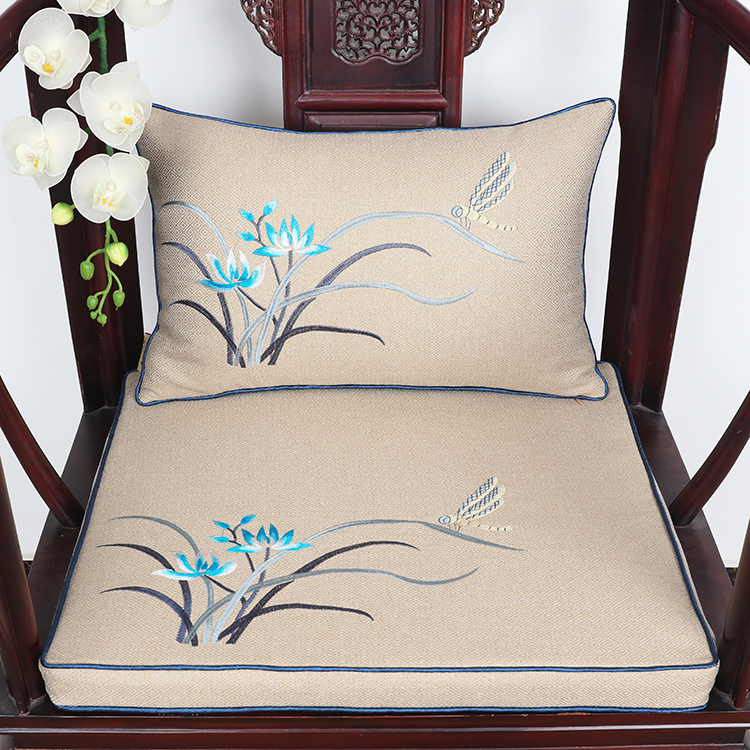 新中式沙發實木凳子墊圈椅 花鳥創意簡約風格純棉椅墊