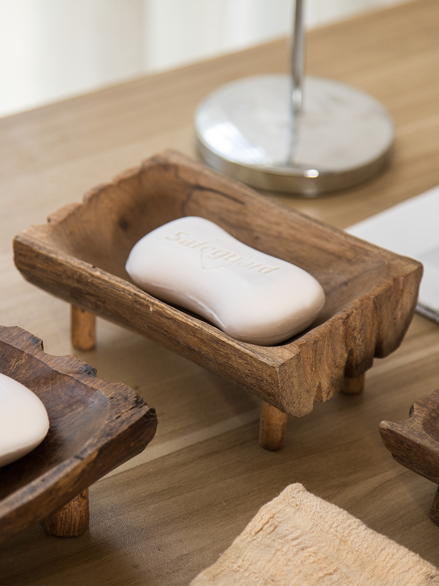 泰國手工實木肥皂盒中式瀝水創意田園風皂架