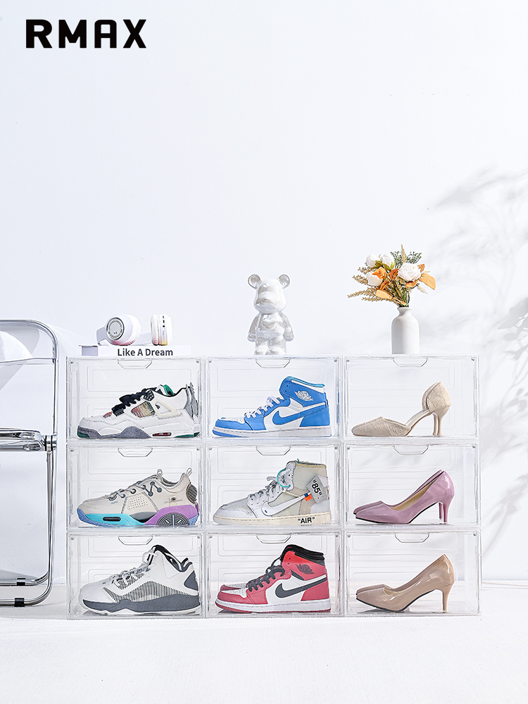 時尚簡約鞋盒透明收納保護愛鞋磁吸側開拿取方便