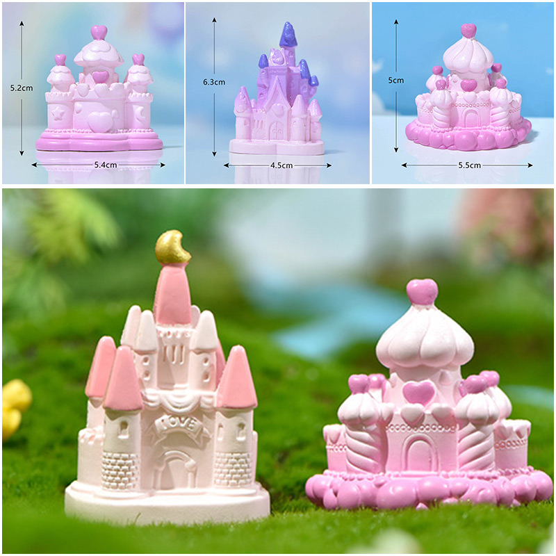 可愛創意樹脂城堡月亮微景觀 手工擺件 裝飾蛋糕擺設