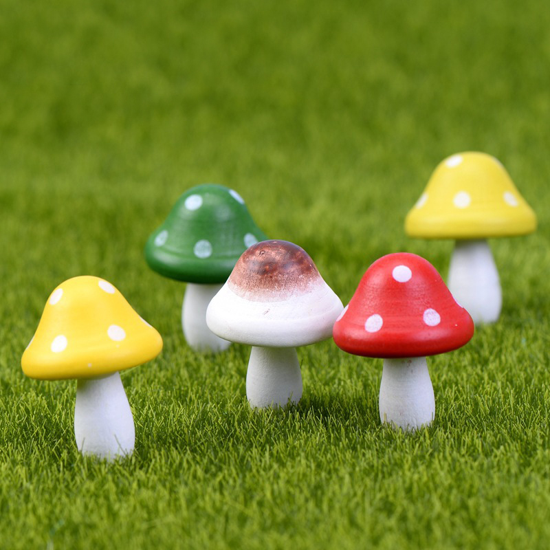 木質蘑菇創意盆栽植物小飾品 桌面裝飾擺件 微景觀園藝裝飾品