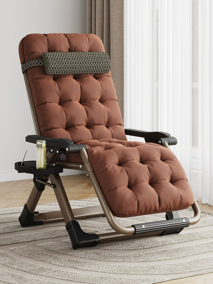 時尚風格休閒辦公午休躺椅金屬材質適用成年人可摺疊兩用靠背設計