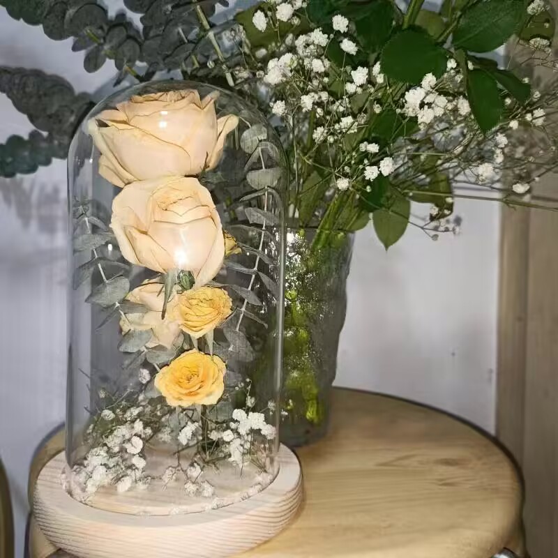 永生花玻璃罩收納保存花瓶裝飾擺件相框展示盒