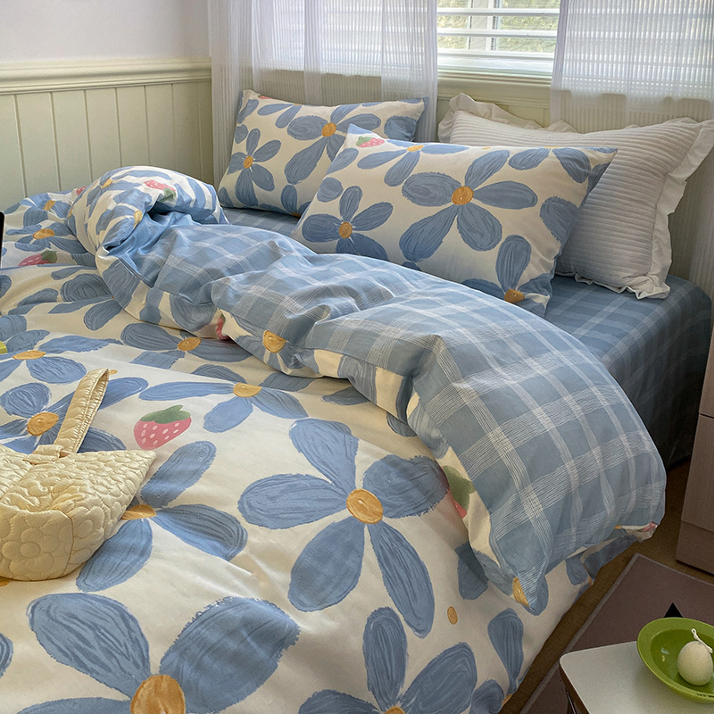 4件套純棉北歐風床單四季通用南通家居床上用品
