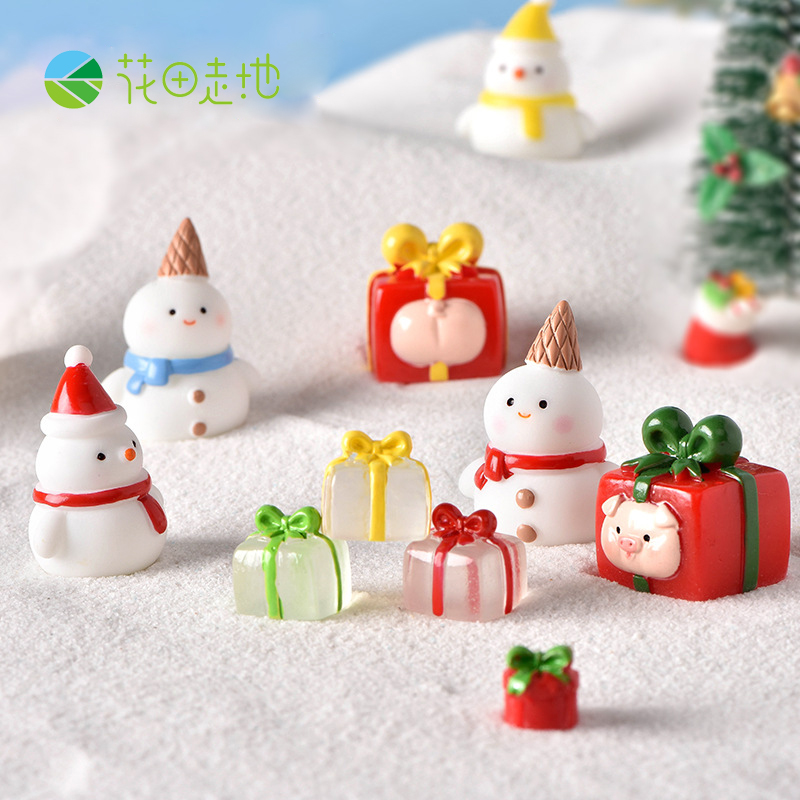 卡通造型樹脂材質 聖誕節裝飾 雪景水晶球禮盒擺件