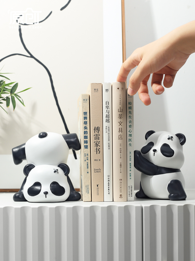 卡通造型熊貓書擋書房臥室裝飾送禮男女皆宜