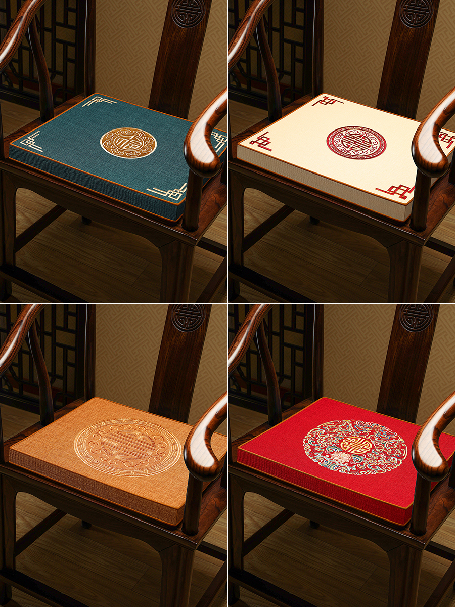 新中式布製椰棕椅墊加厚舒適多款顏色尺寸可選